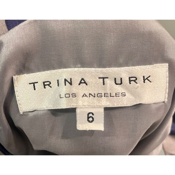 TRINA TURK 100% Silk Abstract Floral Artsy Dress, Sz 6 - Picture 5 of 6